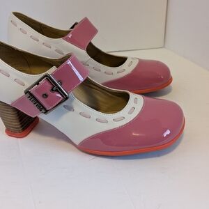 Women's Pink and White Mary Jane Heels